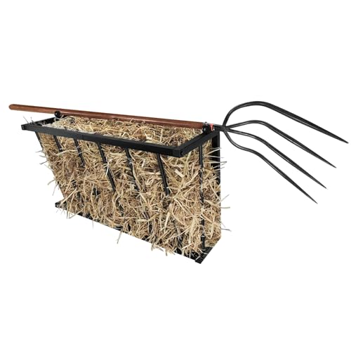 Hay Feeder 27 Inch Wall Mount Iron Rack for Horse Goat Sheep | 16 gallon large capacity, heavy duty metal, easy assembly, suitable indoor & outdoor farm use