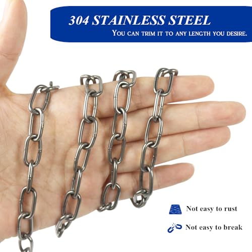 50ft Stainless Steel Chain, 2mm Hanging Chain,Jack Chain,304 Stainless Steel Metal Chains are Customizable for Hanging Bird Feeders/Dog Leashes/Signs & DIY Projects(2mm with Spool) - size: 50FT 2.0MM