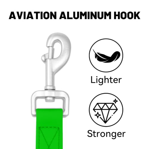 Waterproof Dog Leash with Double Handle, 6 FT Durable Odor-Proof Dog Leashes with Strong Aviation Aluminum Hooks Fits Small Medium or Large Dogs - color: Green, size: 6FT - Double Handle
