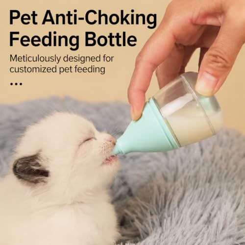 Kitten Bottles for Nursing,Puppy Bottles for Nursing Puppy Milk (6 Nipples) | Anti-Choking Feeder with Replaceable Reusable Silicone Nipples