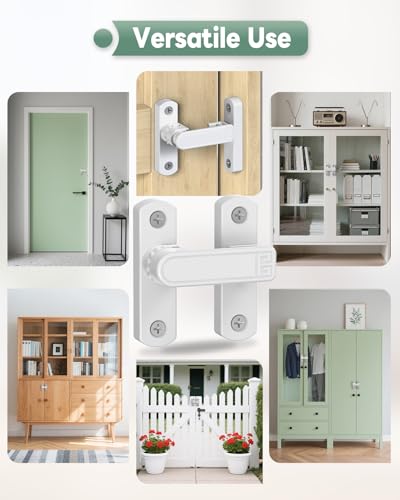 Adjustable Barn Door Locks, 90/180 Degree Gate Latch, White-2 Pcs | Home Security Sliding Door Latch for Bedroom, Barn, Cabinet, Garden & Fence - color: White-2 Pcs