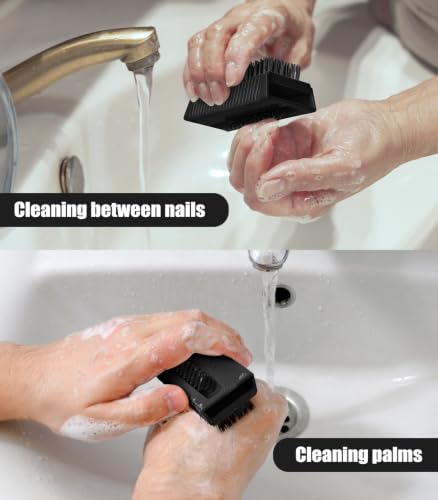 Larbois Nail Brush for Cleaning Fingernails, 2-Pack Heavy Duty Nail Brushes Remove Dirt and Paint Fingernail Brush Deep Cleaning Mechanical Nail Scrub Brush Two-Sided with Hanging Rope, Black - color: Black