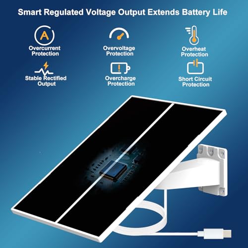 6W Solar Panel Charger for Outdoor Security Camera | 16ft Waterproof Cable & 360° Adjustable Bracket, Fits 5V Battery Cam and Device with DC 3.5×1.35mm / USB-C / Micro USB Ports - size: SP2 16.5ft Extension Cord