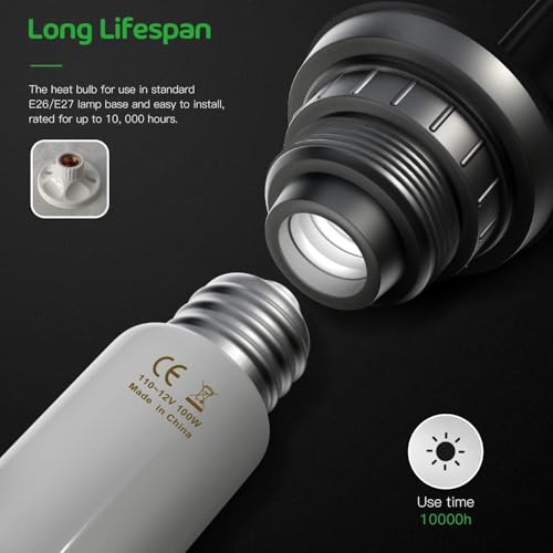 Simple Deluxe Ceramic Heat Emitter 100W 4-Pack Reptile Heat Lamp Bulb No Light Emitting Brooder Coop Heater for Amphibian Pet Snake Turtle & Incubating Chicken, No Harm, Color White - size: 4 Pack, style: White