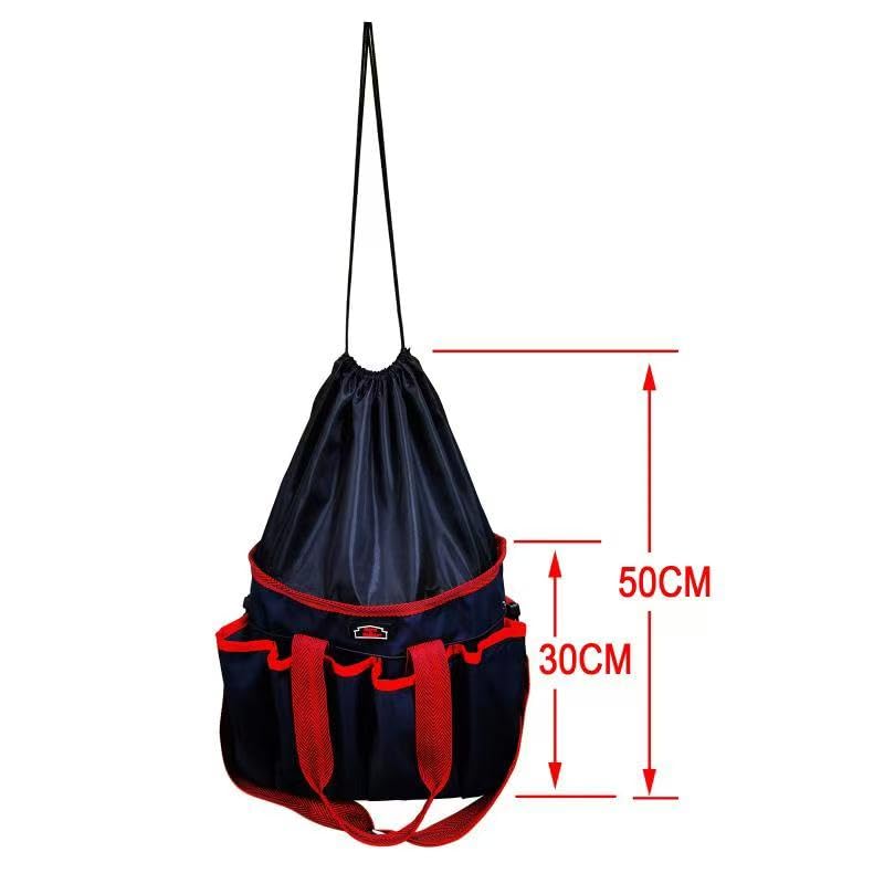 BARN & STABLE 600Denier 3000mm/3000mvp Super Waterproof, Breathable Horse Grooming Tote with 7 Pockets - Tear-resistant Tack Storage Carry Caddy Bag for Horses, Cows, Donkeys, Goats - color: Navy/Red