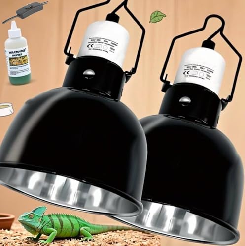 Reptile Light Fixture 2 Packs 5.5'' – Dual Use Dome Lamp with Ceramic Socket for Heat Emitter & Basking Bulbs – Ideal for Bearded Dragon, Snake, Chameleon,Snake Turtle Terrariums