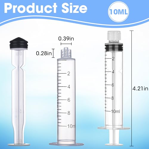 20 Pack 10ml/cc Luer Lock Syringe with Caps, Plastic Syringe without Needle for Liquid, Sterile Individually Wrapped - style: 10mL