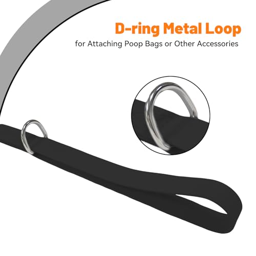 Waterproof Dog Leash, 5/6 FT Durable Odor-Proof Dog Leashes with Strong Metal Hooks Fits Small Medium or Large Dogs (Black, 6FT - 1 inch Width) - color: Black, size: 6FT - 1 inch Width