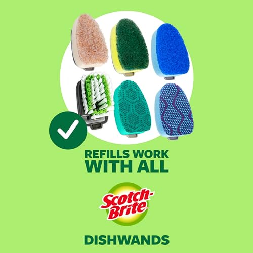 Scotch-Brite Advanced Soap Control Heavy Duty Dishwand,1Dish Wand,Prevents Soap from Leaking,Leak-Free Guarantee,Best for Cast Iron Skillets & Grill Grates,Fits All Scotch Brite Refills(Pack of 4) - size: 4 Dishwands