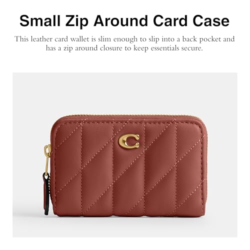 Coach Quilted Pillow Leather Essential Small Zip Around Card Case - color: B4/Dark Peach, size: One Size