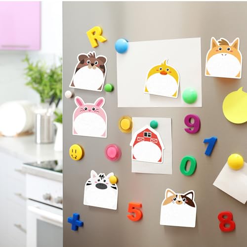 Yinder 24 Pads Farm Animal Sticky Notes, Kawaii Memo Self Adhesive | 12 Designs Cow Pig Duck Goat, Style for School Office, Back to School Party Gift Supplies, Bulk Cartoon Animals - style: Farm Animals