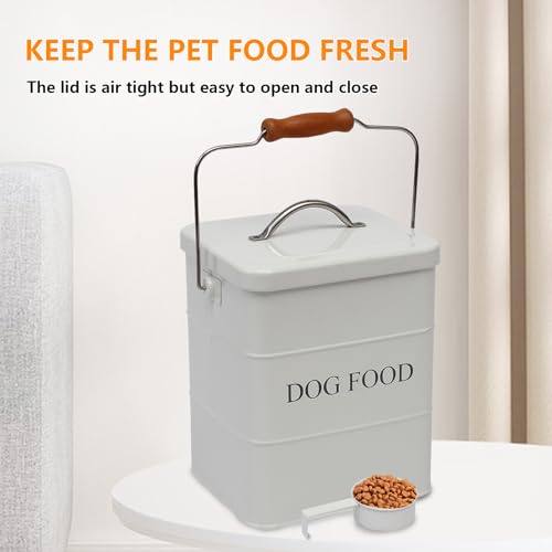 Morezi Dog Food Treat Storage Container with lid Scoop Included - Perfect Farmhouse Dog Food Bin for Kitchen Countertop, Shelf, Decoration Home - Dog Food - White - color: White Dog Food