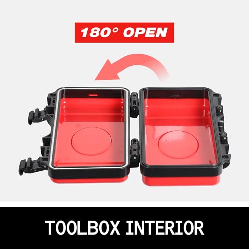 11" Red Metal Tool Box, Portable Steel Tool Case with Secure Latch & Handle, Empty Storage Organizer for Home DIY & Small Tools - color: Red