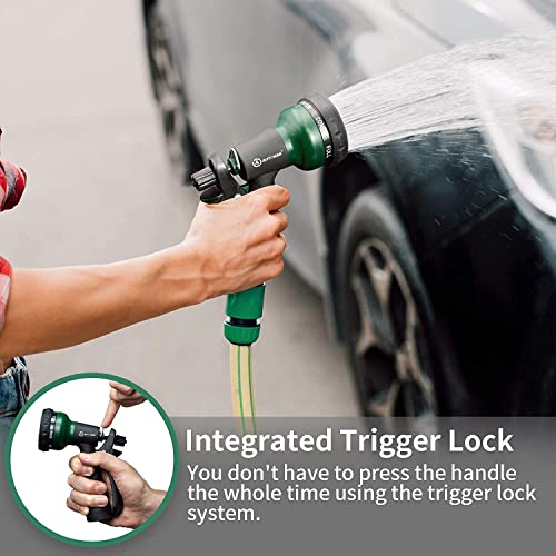 AUTOMAN Garden Hose Nozzle 2PK, ABS Water Spray Nozzle with 7 Adjustable Patterns, Slip Resistant for Watering Plants, Lawn, Garden, Washing Cars, Cleaning, Showering Pets & Outdoor Fun - color: Dark Green