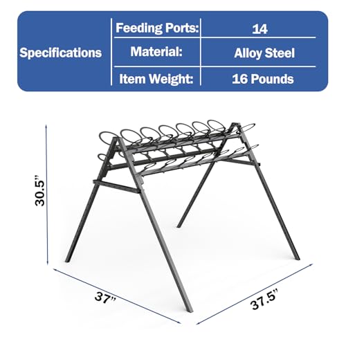 14 Feeding Ports Bottle Rack | Portable Bottle Holder, Free Standing Bottle Feeder Rack for Calves Lambs Goats Farm Animal Livestock (Bottle Not Included)