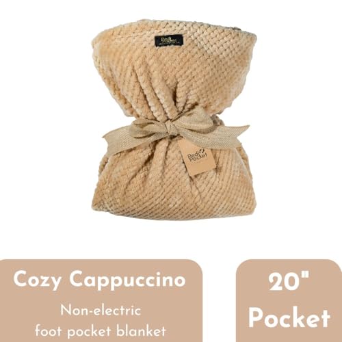 PediPocket 50"x70" Cozy Cappuccino Foot Pocket Blanket Plush Fleece Non-Electric - color: Cozy Cappuccino