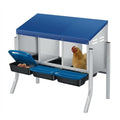 Chicken Nesting Boxes, Heavy-Duty 8-Compartment Metal Chicken Nesting Box – Removable Tray, Ventilation Holes, Easy Egg Collection, Rustproof Galvanized Steel - Blue - 3 - Slot - with Legs - color: Blue, size: 3 - Slot - With Legs