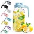 Mason Jar with Pour Spout Lid V-shaped, 2 Quart Iced Tea Pitcher Double Leak Proof, 64 oz Drink Pitcher for Breastmilk, Sun Tea, Juice, Coffee Creamer - color: Blue, size: 64 Ounces