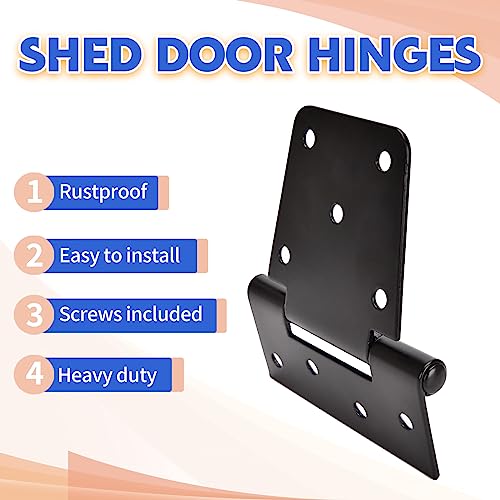 Sange Sopffy Heavy Duty Gate Hinges Black Iron hinge3.5 Inch for Outdoor Barn, Shed, Deck, Wood Door, and Fences (Screws Included) (8)