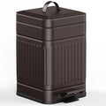 CEROELDA Small Trash Can with Lid-5L/1.3 Gal,Stainless Steel Outdoor Dog Poop Garbage Can-Farmhouse Retro Metal Waste Bin w/Step Pedal for Bathroom Bedroom Office-Soft Close-Brown - color: Brown