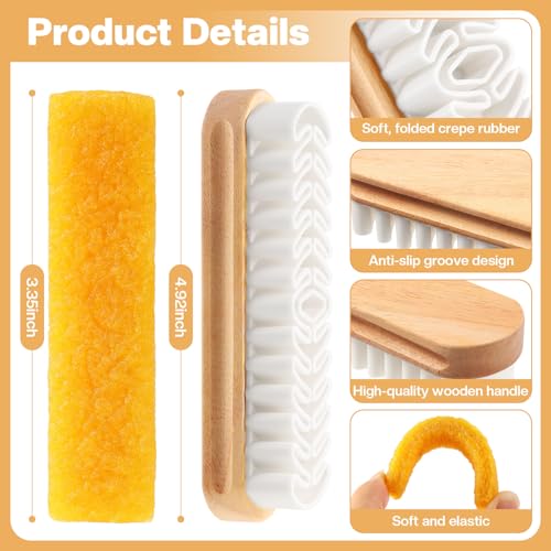 2 Pcs Suede Shoe Brush Nubuck Leather Cleaner Shoes Shine Dauber Crepe Applicators Set with Cleaning Eraser(Brush with Eraser) - style: Brush with Eraser