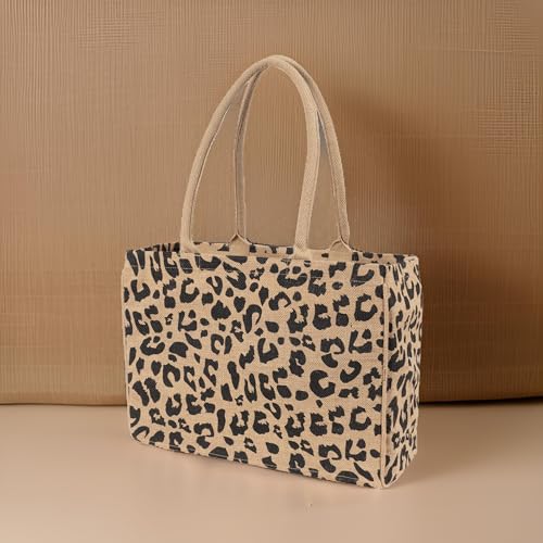 KAF Home Jute Market Tote Bag with Handles (Leopard) - color: Leopard