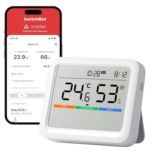 SwitchBot Meter Pro, Digital Hygrometer & Thermometer - Wireless Indoor Temperature & Humidity Monitor with Bluetooth App Control, Real-Time Alerts (1, Meter Pro) - size: Meter Pro