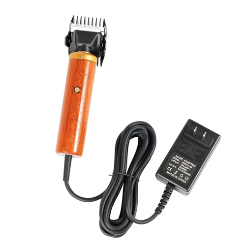 Professional 55W Pet Clippers,Dog Grooming Kit Clippers,Wooden Shell Low Noise,R-Type Detachable Cutter Head,Plug-in Pet Hair Trimmer for Dogs Cats Rabbits (Red) - color: Red
