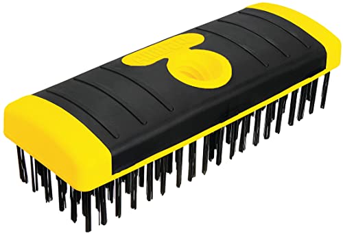ALLWAY SB619 Carbon Steel Wire Scrub Brush Block | Soft-Grip, Threaded Pole Socket, Chemical and Solvent Resistant Bristles - style: Carbon Steel Wire Scrub Brush Block