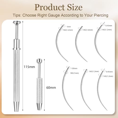 2Pcs Piercing Ball Grabber Tool for Changing Jewelry, Stianless Steel Flat Back Earring Applicator Internally Threaded Push Pin Piercing Grabber Tool - color: Silver-J