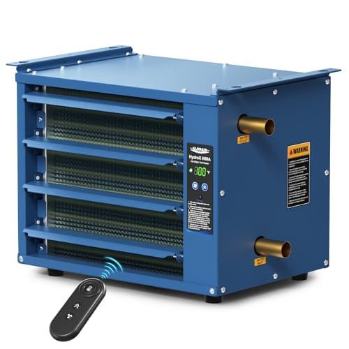 ALORAIR 50,000 BTU Hydronic Hanging Heater, HydroX H50A, Copper Tube | 2 Connection Types, Energy-Efficient Heating, Quiet 500CFM Blower, Hot Water & Steam Compatible, Garage/Warehouse Heater