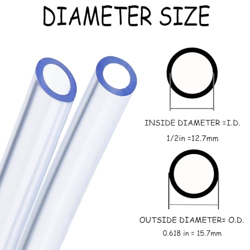 20 Feet PVC- 1/2" ID Clear Vinyl Tubing Food Grade Multipurpose Tube for Beer Line, Kegerator, Wine Making, Aquaponics, Air Hose - size: 1/2" ID, style: 20 Feet