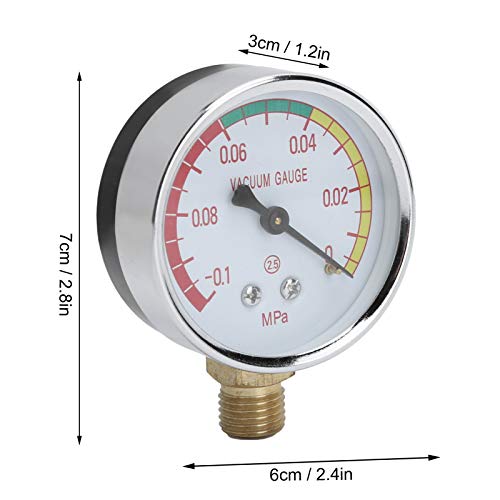 Plplaaoo Milking Machine Vacuum Gauge, Milker Analog Vacuum Gauge with G1/4 Male Thread & Stainless Steel, for Portable Goat Cows Milking Machine & Dairy Farming (Vacuum Range -14.5 to 0 PSI)