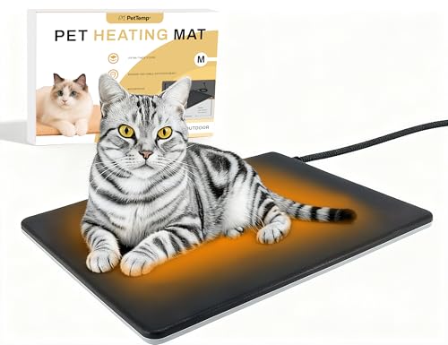 Outdoor Heated Pad for Small Animals, Anti-Bite & Waterproof Cat Heating Pad, Pet Warmer for Outside Feral Cat Houses, Durable Indoor Outdoor Warming Pet Mat in Extreme Weather 16" x 13" 30W - size: M: 16" x 13"