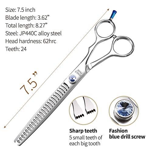 Fenice Professional 7/7.5/8 Pet Grooming Scissors Thinning Cutting Shears for Dog s/Cats Thinning Rate:70-80% (7.5 inch) - size: 7.5''