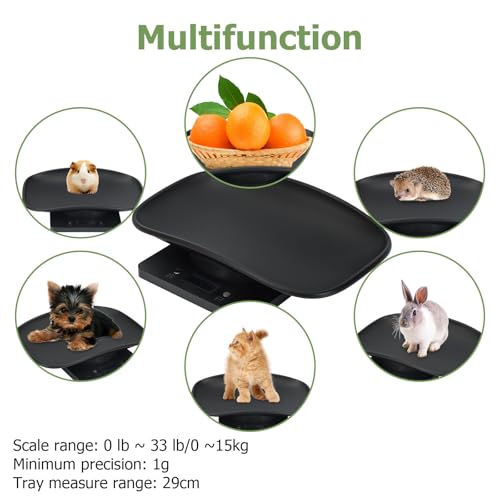 Digital Small Animals Scales for Weighing with Tape Measure, Puppy Whelping Scale Weigh Your Kitten, Rabbit with High Precision (Black Pet Scale&Tape) - color: Black Pet Scale&Tape