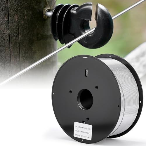 Gisafai 2000 ft 14 Gauge Aluminum Wire for Electric Fencing, Aluminum Alloy Wire for Electric Fencing, High Conductivity & Durability - size: 2000 ft 14 Gauge