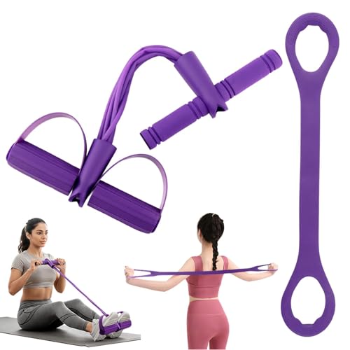 21 Fitness Resistance Bands-6 Tube Pedal Ankle Puller, Multifunction Tension Rope, Pedal Resistance Band with Handle Sit Up Exercise Equipment Home Gym Tummy Trainer for Men Women