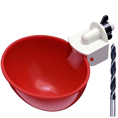 8pack Large Poultry Waterer, Professional Chicken Water Cups for Poultry LANARP Float Style Gravity Chicken Watering System, Tee Fittings Poultry Waterer Suitable, with Mounting Hole Opener (8)