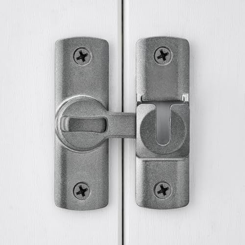 Grey Barn Door Latches,90/180 Degree Gate Lock_D | Aluminum Alloy Right Angle Door Lock Latch,Flip Gate Latches Hardware,Sliding Door Lock for Cabinets,Fence Gates,Pet Cage - color: Gray