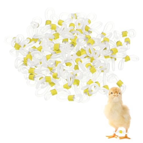 M METERXITY 100-Pack Adjustable Chick Leg Bands, 0.79" x 0.2" Silicone Chicken Leg Brace for Chicks/Ducks/Birds [Yellow] Poultry Leg Bands - color: Yellow