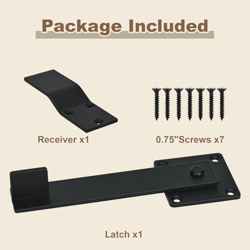6" Barn Door Flip Latch, Farm Flip Fence Gate Latch Hardware,Gate Latch for Shed Door, Sliding Doors, Matte Black - color: 2p