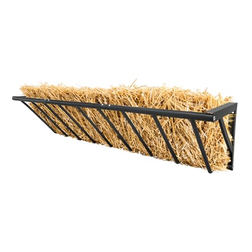 Wall Mounted Hay Feeder & Blanket Holder, 63" Heavy Duty Steel Hay Rack for Horse Stall, Goat Shed, Sheep Barn, 67 Gallons Large Capacity Feeder Organizer for Feeding and Storage | for Horse Stall, Goat Shed, Sheep Barn, 67 Gallons Large Capacity Feeder O