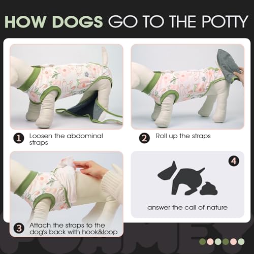 Surgery Suit for Dogs Female After Spayed, Soft Onesie for Surgery | Cone Alternative after Surgery, Dog Wound Cover Spay Suit Prevent Licking, Female Dog Onesie for Heat Cycle, Rabbit Flower XS - color: Rabbit Flower, size: Xs(back:8.3-11.4in,wt:4-7lbs)
