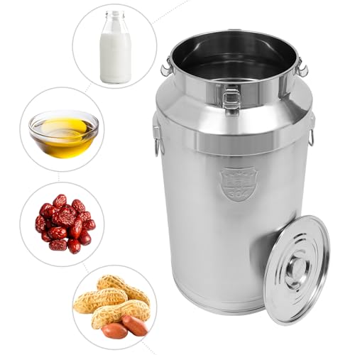 88L/23.25Gallon Stainless Steel Milk Can, Heavy Duty Milk Bucket Milk Jug with Airtight Lid & Handle, Wine Pail Bucket Bottle Liquid Storage Container Milk Container for Grain Oil Liquid