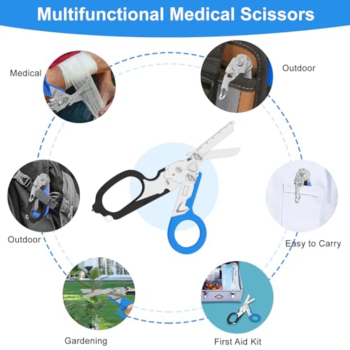 6-in-1 Heavy-Duty Emergency trauma shears (blue black) - color: Blue Black
