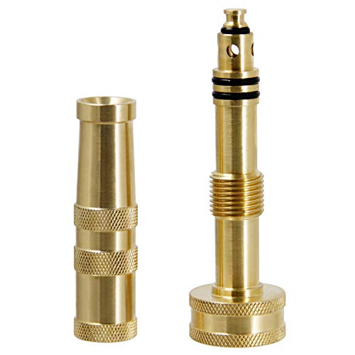 Twinkle Star Heavy-Duty Brass Adjustable Twist Hose Nozzle, 2 Pcs | 3/4” GHT Brass Garden Hose Nozzle, Adjustable Water Flow - color: *Nozzle Twist