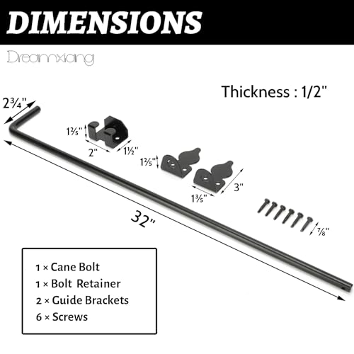 36" Heavy Duty Cane Bolt Gate Drop Rod Fence Hardware Ground Latch Stopper | for Wood/PVC/Vinyl/Metal Fences Gates, Double Doors, Black Solid Steel -2 Pack - color: 1 PACK, size: 36 Inch