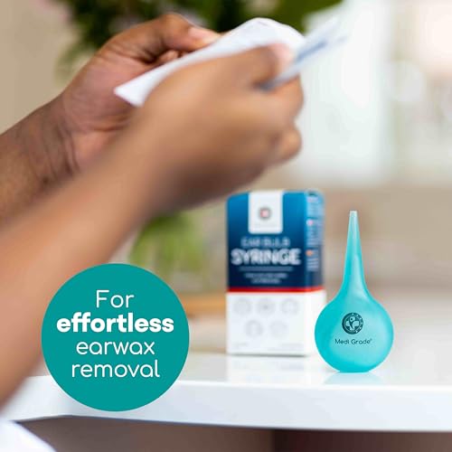 Medi Grade Ear Wax Removal Bulb Syringe 2.54 fl oz, Ear Cleaner Irrigation | Easy-squeeze ear syringe 75ml with quad stream tip, gentle ear cleaning tool for adults and kids, safe ear flushing at home - size: 75ml