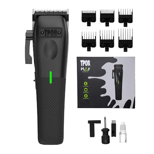 TPOB Play Barber Hair Clippers for Men 7500 RPM with Rubber Grips (Blackout) - color: Blackout